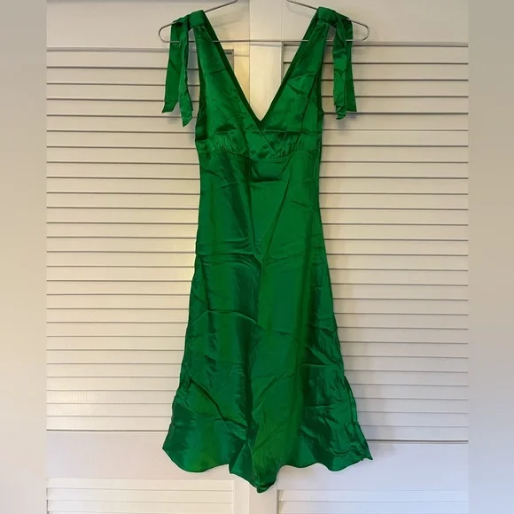 BCBGMaxAzria | Dresses | Bcbg Green Satin Dress | Poshmark